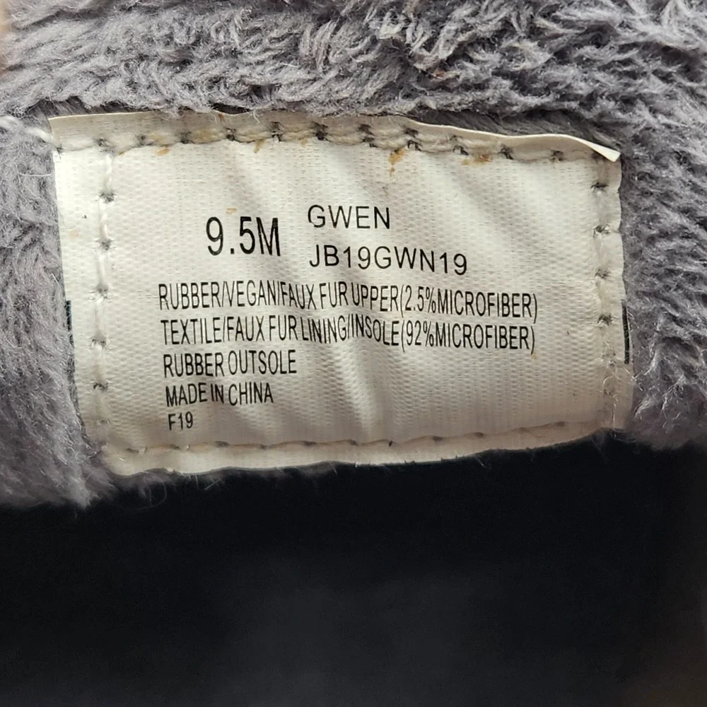 JBU Jambu Duck Shoes Womens 9.5 Grey Gwen Weather Ready Faux Fur Lined Rain Shoe